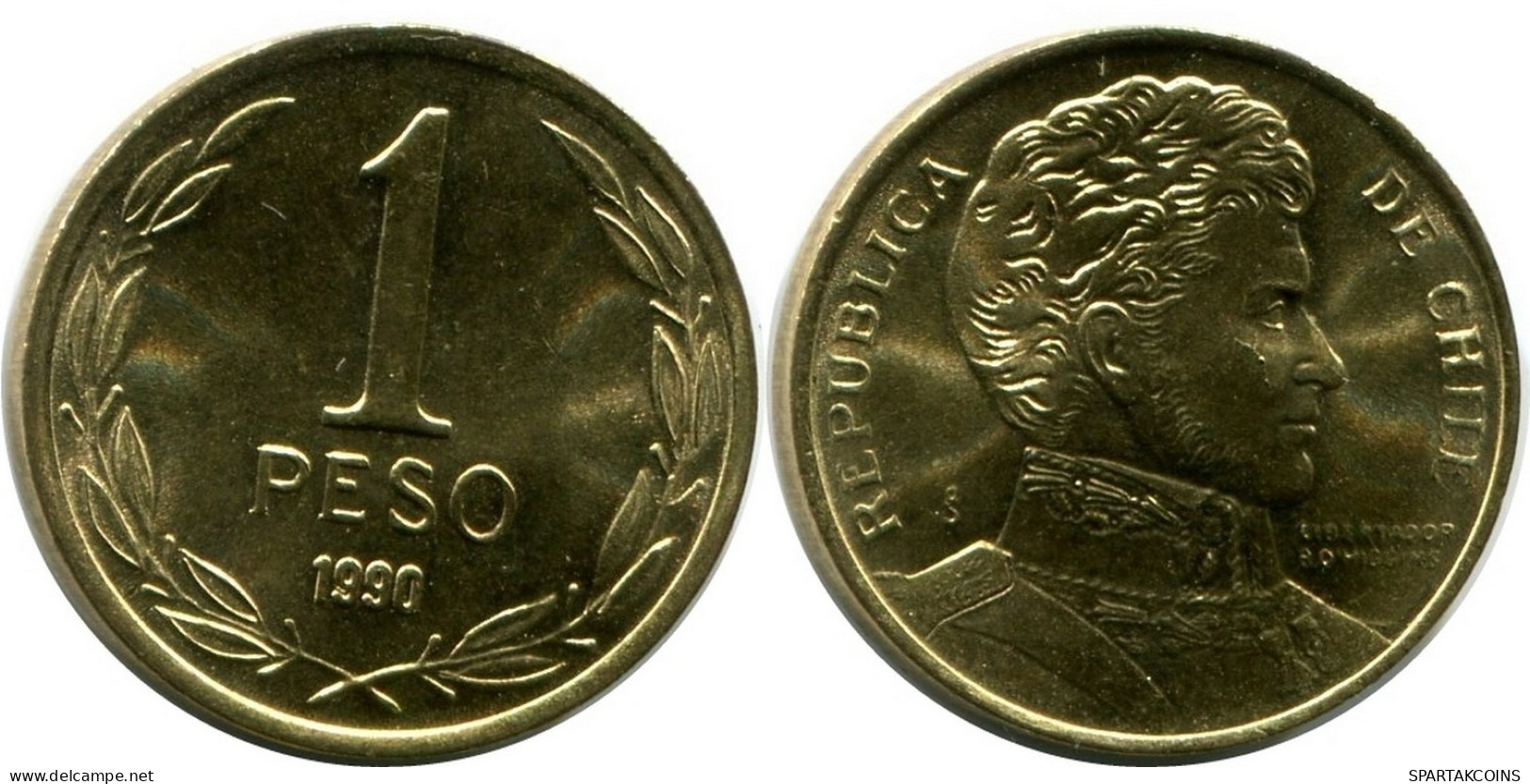 1 PESO 1990 CHILE UNC Münze #M10071.D.A - Chili