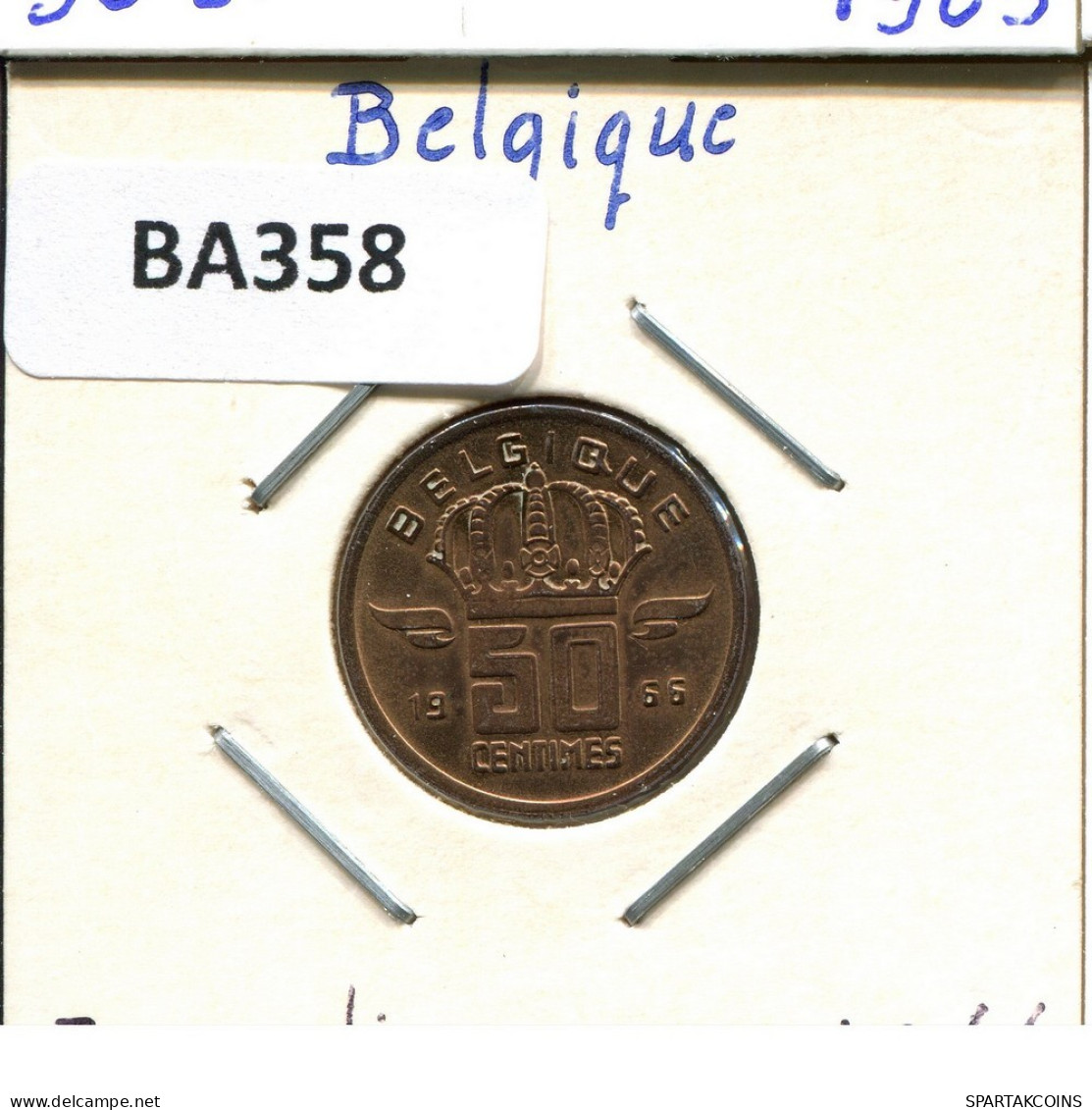 50 CENTIMES 1966 FRENCH Text BELGIQUE BELGIUM Pièce #BA358.F.A - 50 Cent