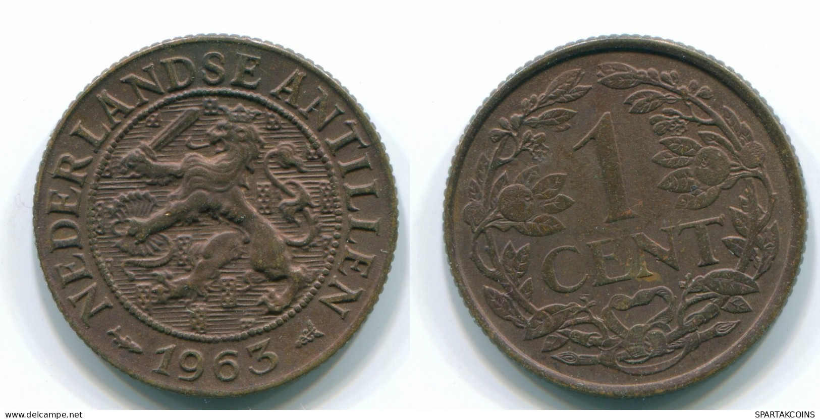 1 CENT 1963 NETHERLANDS ANTILLES Bronze Fish Colonial Coin #S11098.U.A - Antilles Néerlandaises