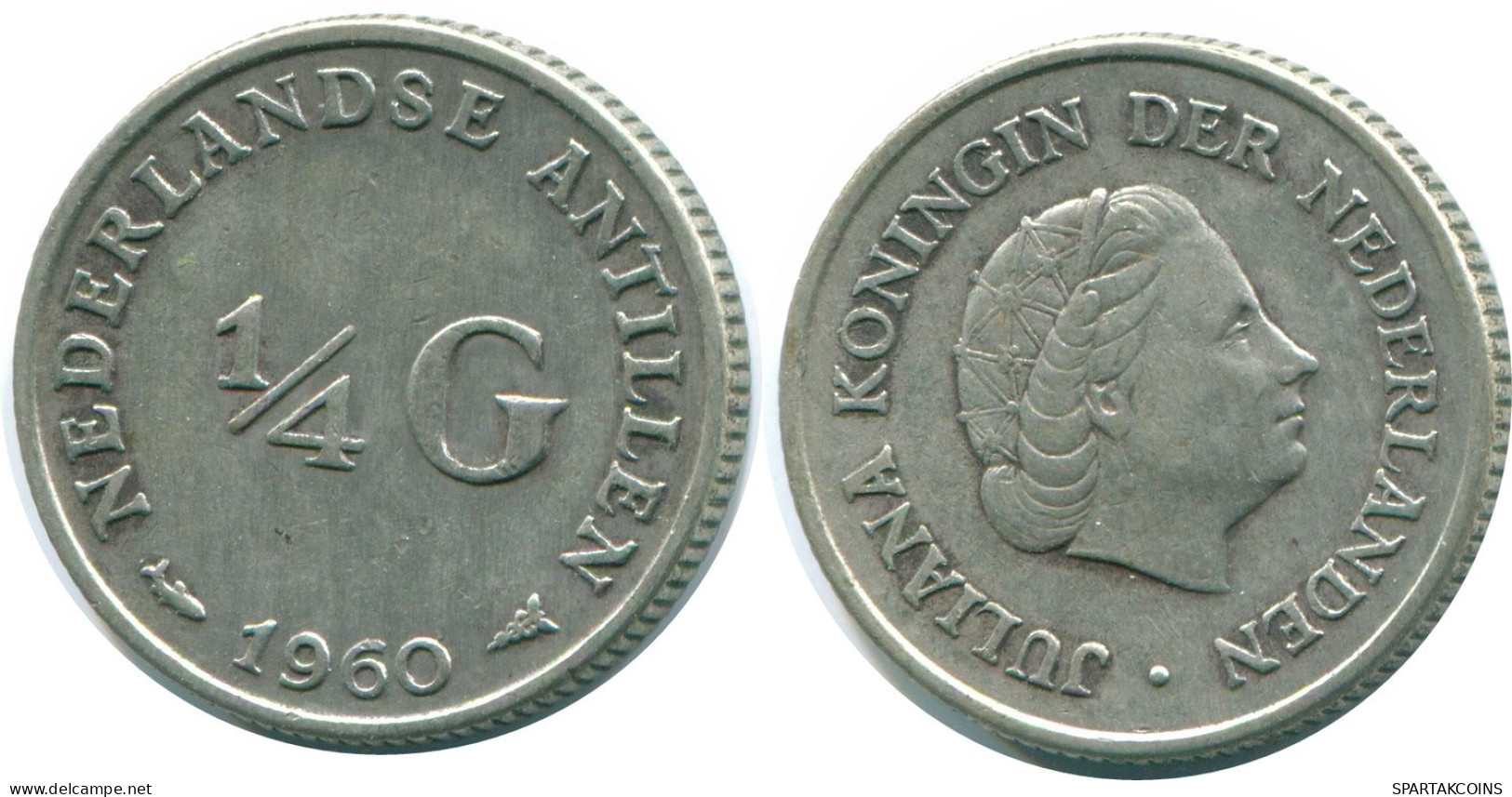 1/4 GULDEN 1960 NIEDERLÄNDISCHE ANTILLEN SILBER Koloniale Münze #NL11084.4.D.A - Antilles Néerlandaises