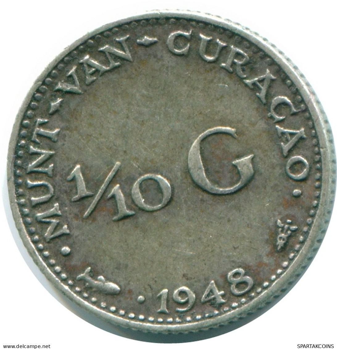 1/10 GULDEN 1948 CURACAO Netherlands SILVER Colonial Coin #NL11978.3.U.A - Curacao