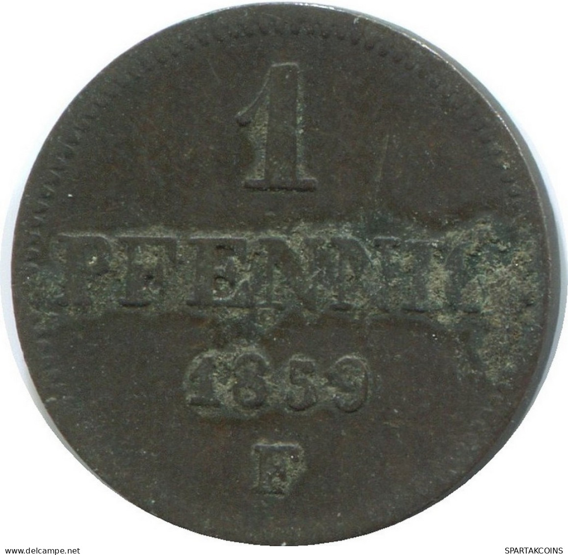 SAXONY 1 PFENNIG 1859 F Mint Stuttgart K.S. S.M. German States #DE10601.16.U.A - Andere & Zonder Classificatie