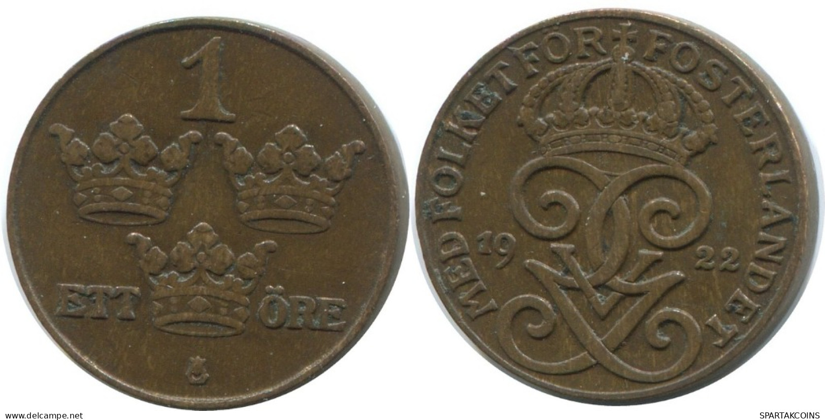 1 ORE 1922 SUECIA SWEDEN Moneda #AD328.2.E.A - Svezia