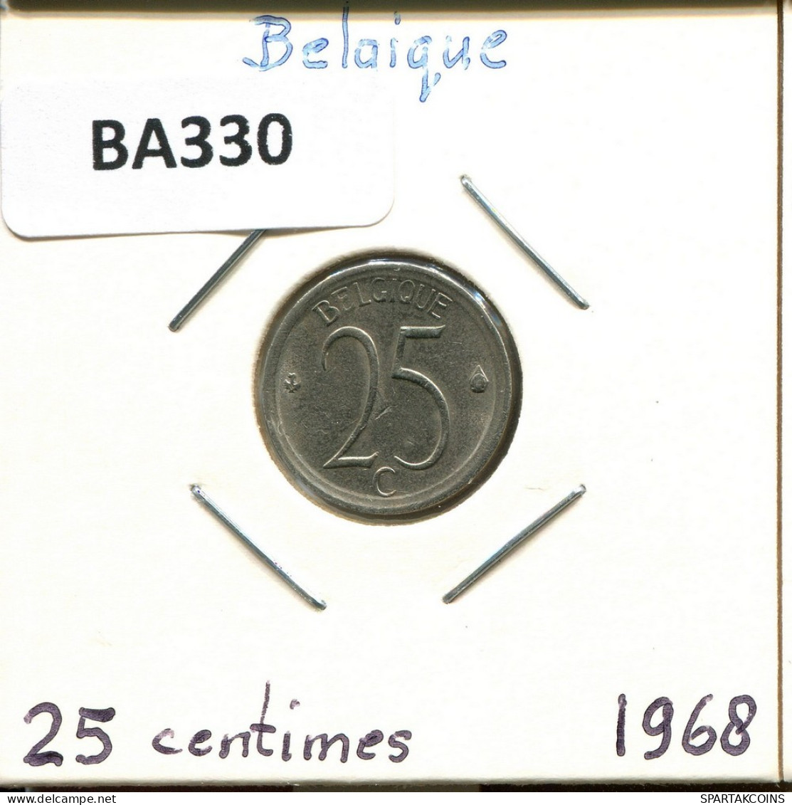25 CENTIMES 1968 FRENCH Text BELGIQUE BELGIUM Pièce #BA330.F.A - 25 Centimes