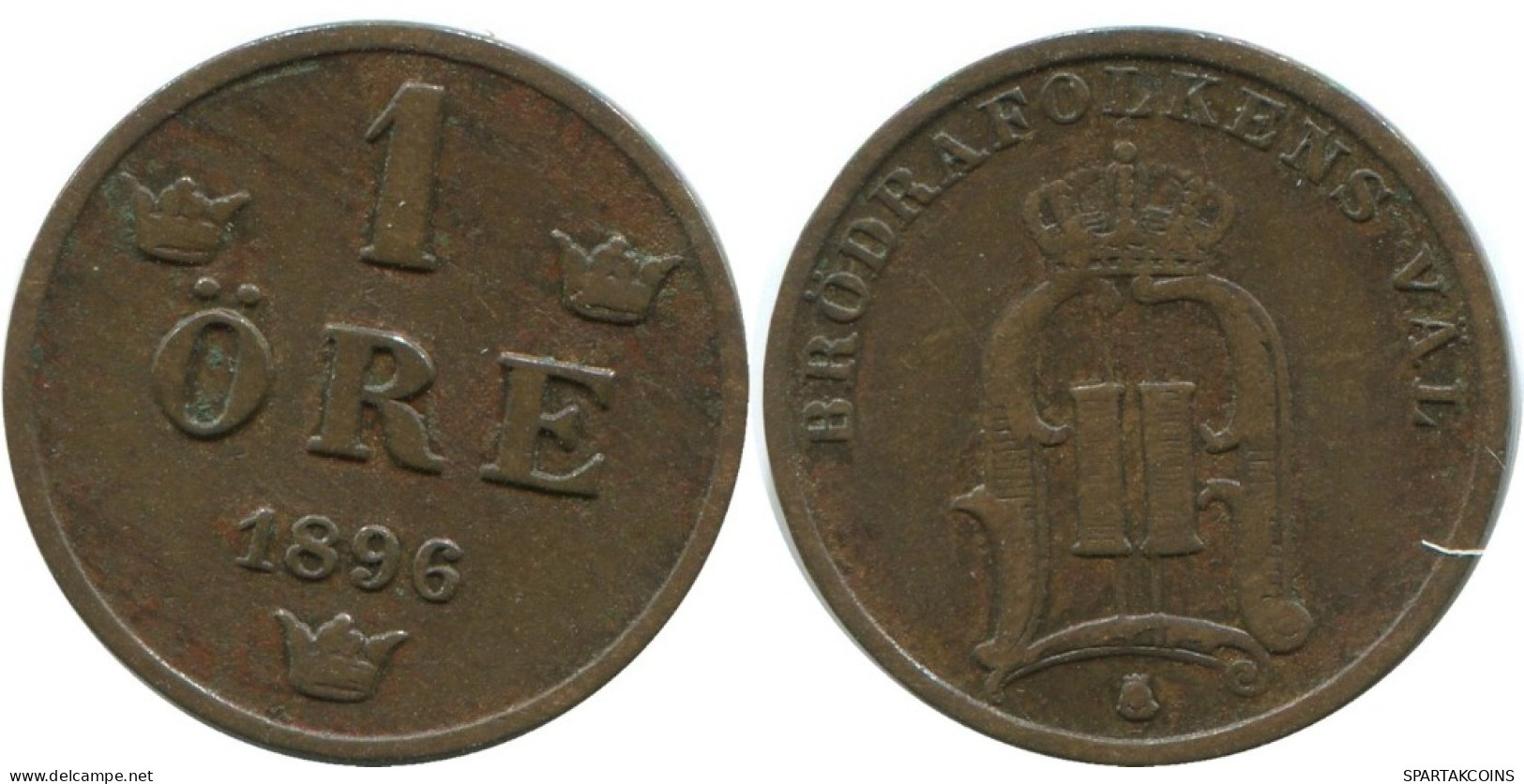 1 ORE 1896 SWEDEN Coin #AD209.2.U.A - Sweden