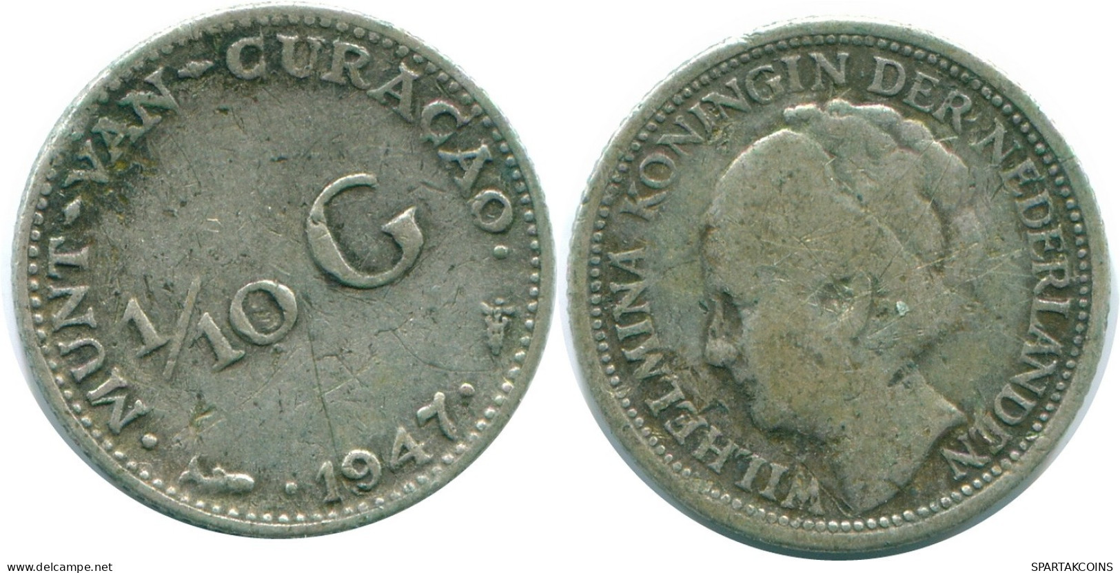 1/10 GULDEN 1947 CURACAO NIEDERLANDE SILBER Koloniale Münze #NL11873.3.D.A - Curaçao