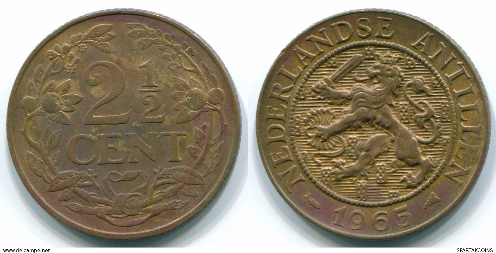 2 1/2 CENT 1965 CURACAO NIEDERLANDE Bronze Koloniale Münze #S10235.D.A - Curacao