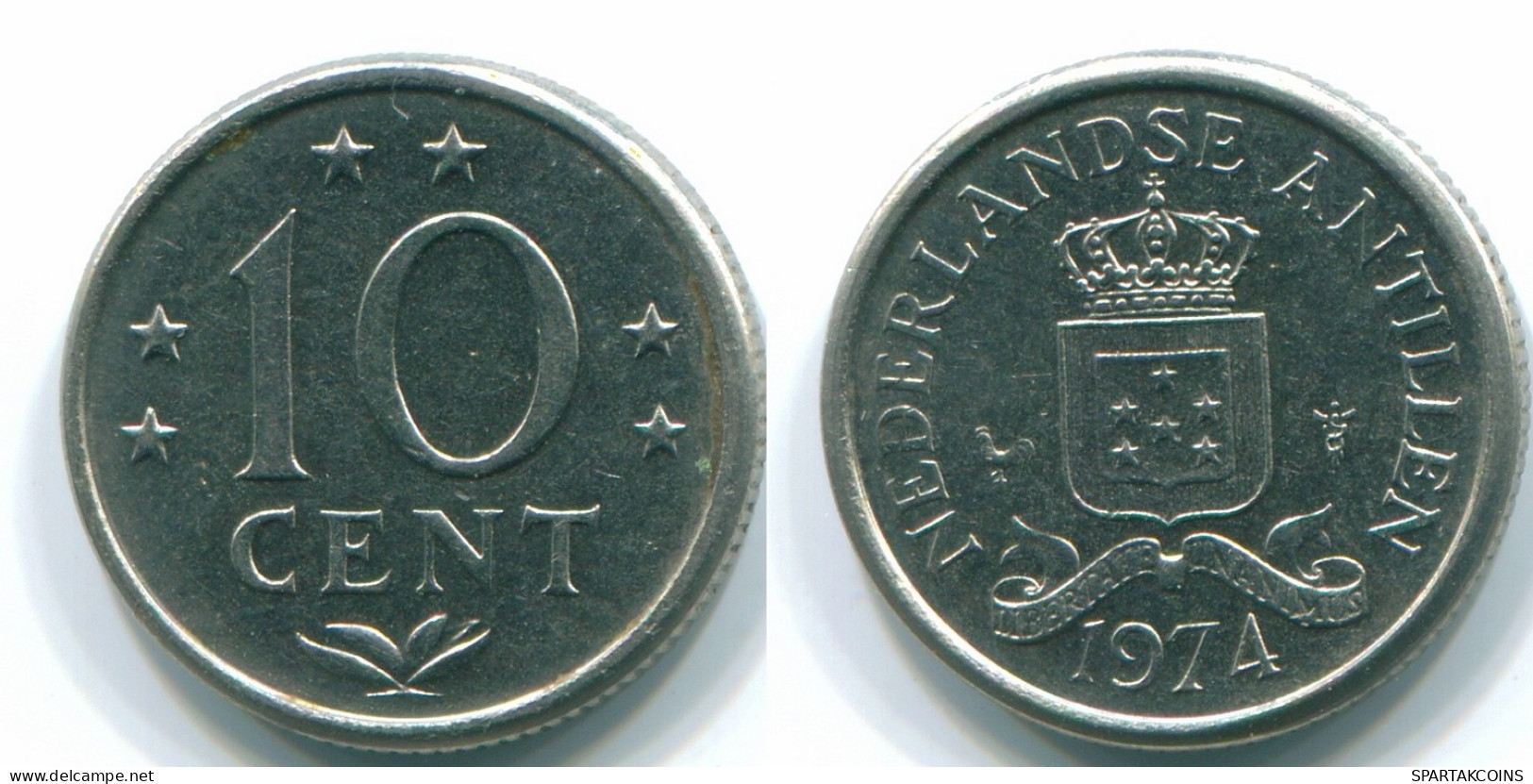 10 CENTS 1974 NETHERLANDS ANTILLES Nickel Colonial Coin #S13495.U.A - Netherlands Antilles