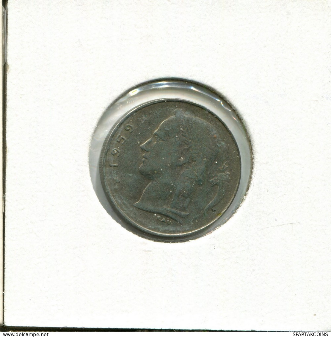 1 FRANC 1959 FRENCH Text BELGIUM Coin #AU667.U.A - 1 Franc