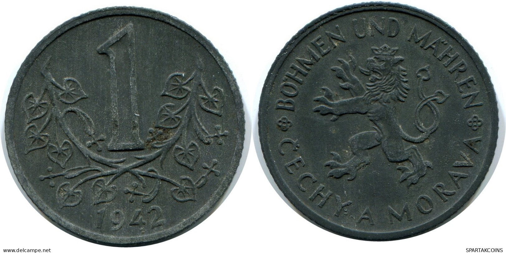1 KORUNA 1942 BOHEMIA Y MORAVIA REPÚBLICA CHECA CZECH REPUBLIC Moneda #AX375.E.A - Repubblica Ceca
