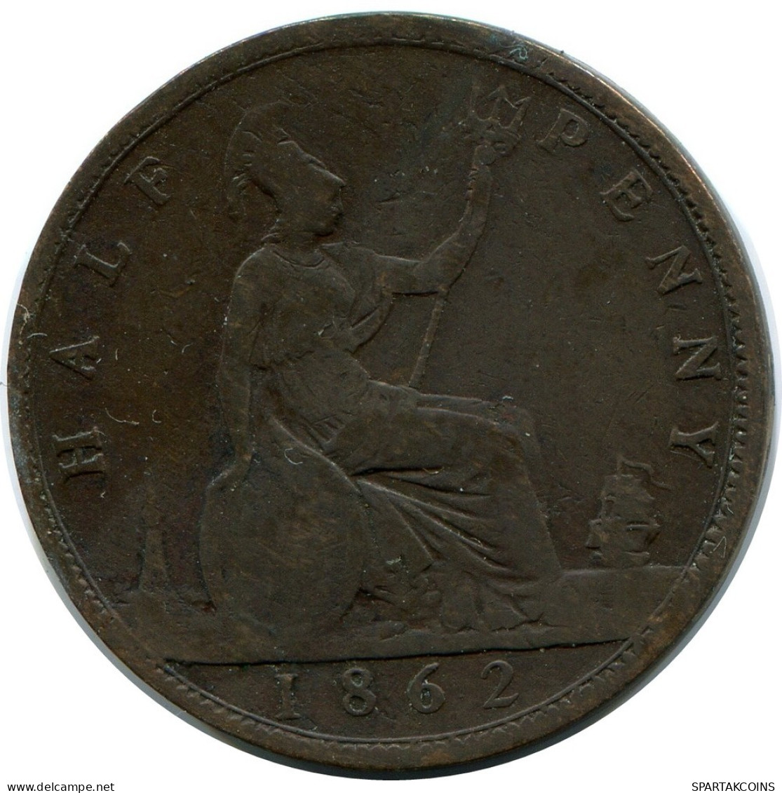 HALF PENNY 1862 UK GRANDE-BRETAGNE GREAT BRITAIN Pièce #AZ643.F.A - C. 1/2 Penny