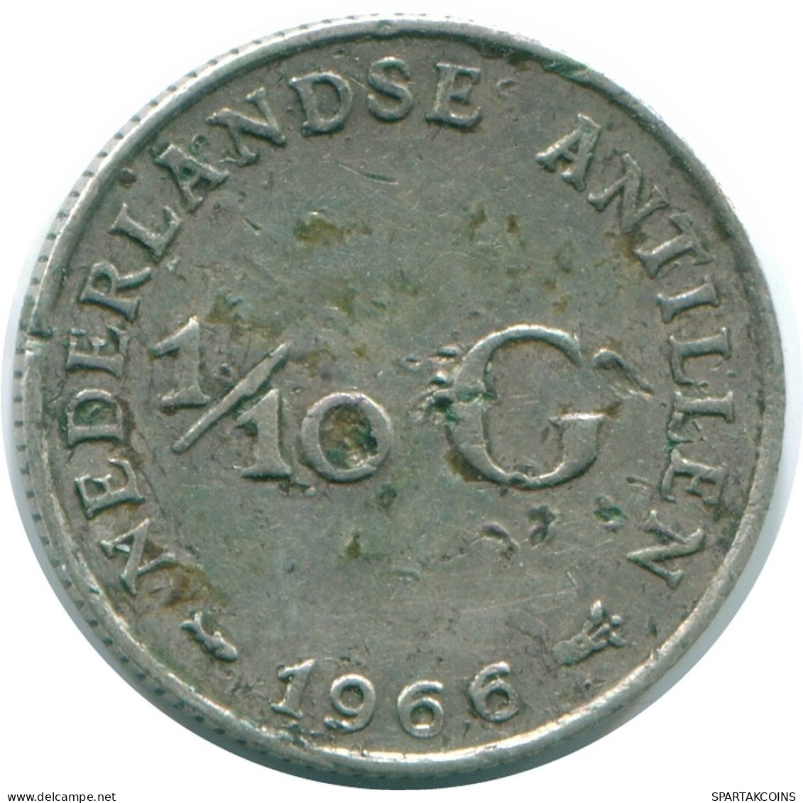 1/10 GULDEN 1966 NIEDERLÄNDISCHE ANTILLEN SILBER Koloniale Münze #NL12836.3.D.A - Netherlands Antilles