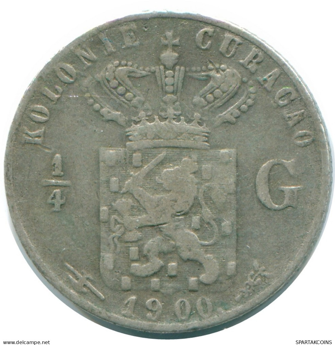 1/4 GULDEN 1900 CURACAO Netherlands SILVER Colonial Coin #NL10465.4.U.A - Curacao