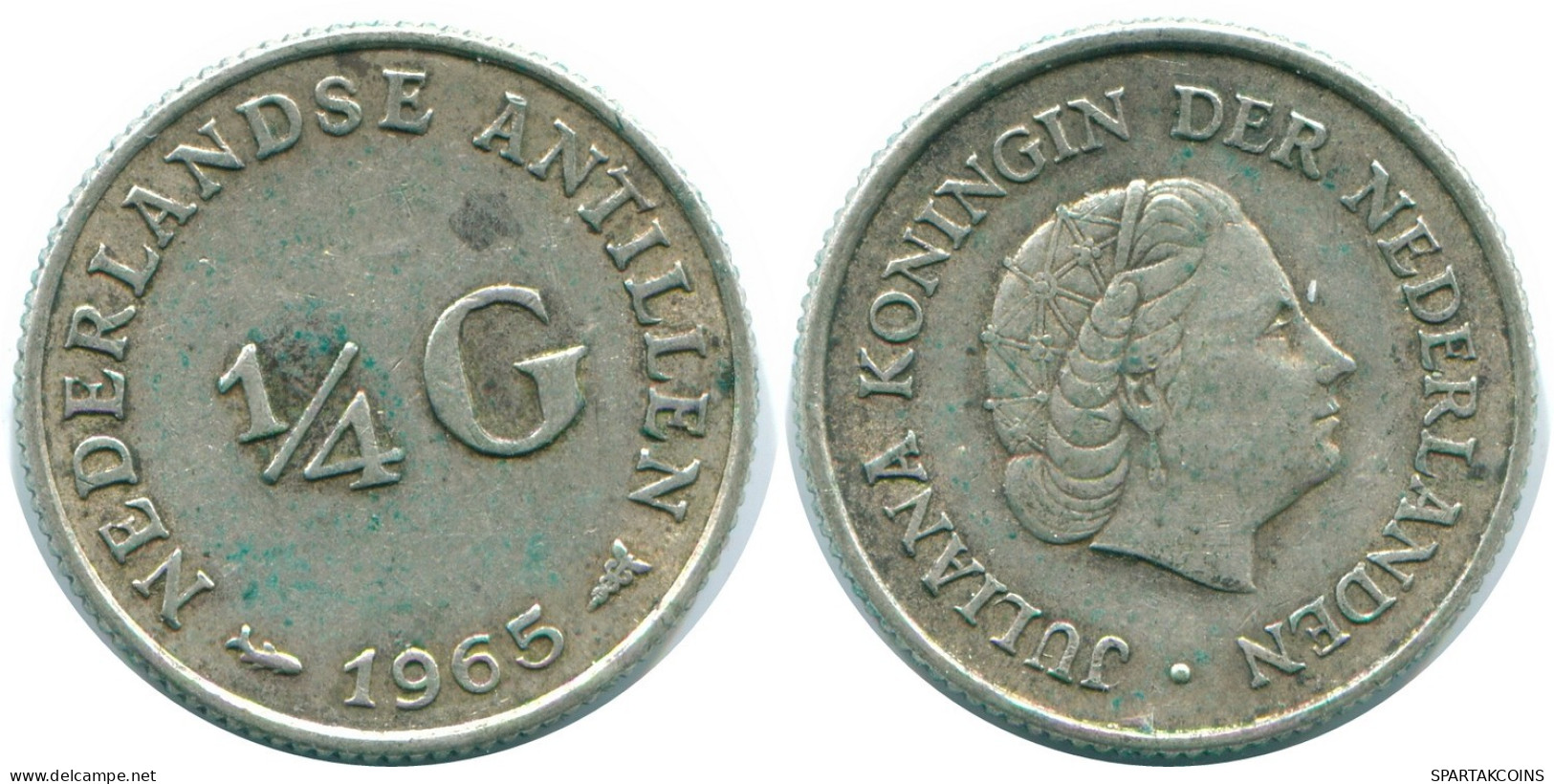 1/4 GULDEN 1965 ANTILLAS NEERLANDESAS PLATA Colonial Moneda #NL11336.4.E.A - Antilles Néerlandaises