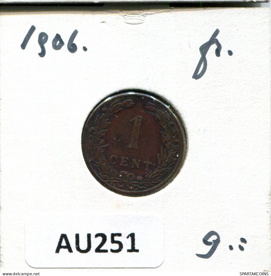1 CENT 1906 NÉERLANDAIS NETHERLANDS Pièce #AU251.F.A - 1 Cent