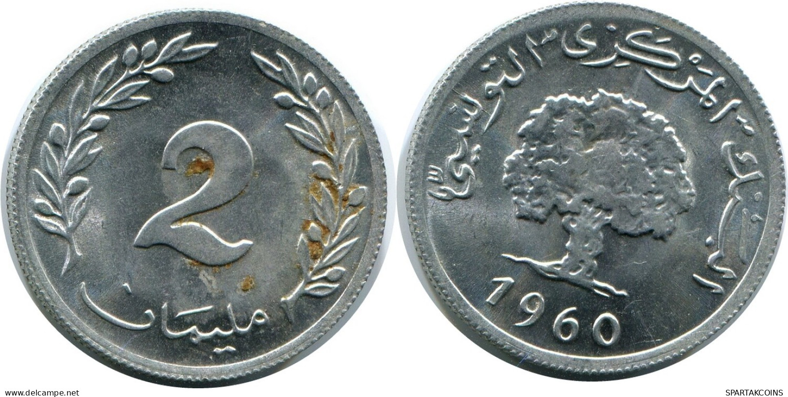 2 MILLIMES 1960 TUNISIA Coin #AR233.U.A - Tunisie