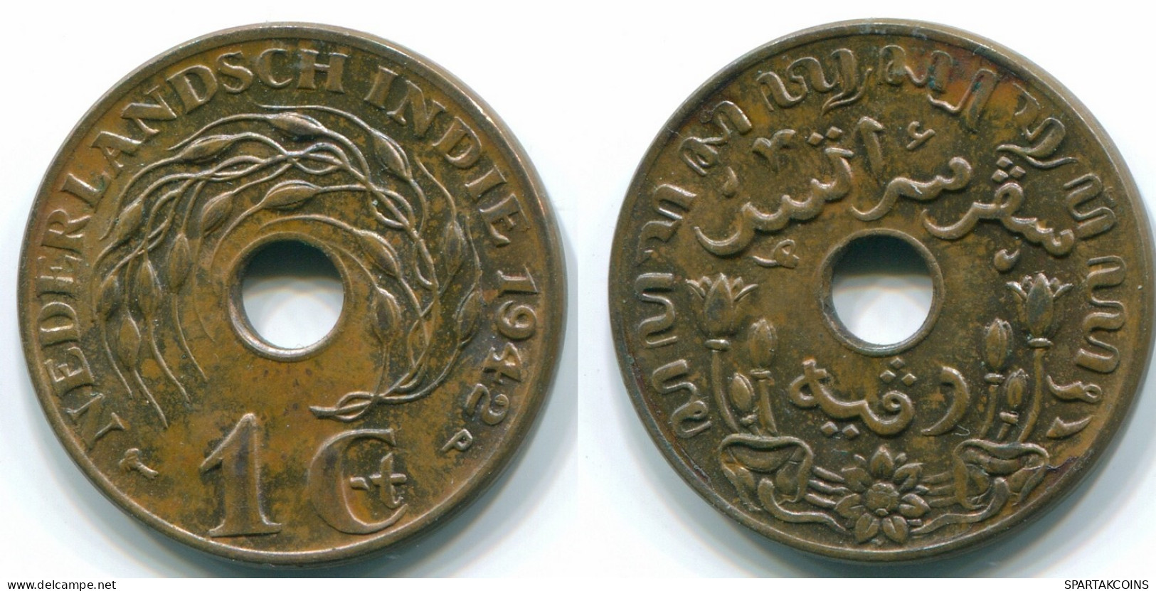 1 CENT 1942 NETHERLANDS EAST INDIES INDONESIA Bronze Colonial Coin #S10293.U.A - Indes Néerlandaises