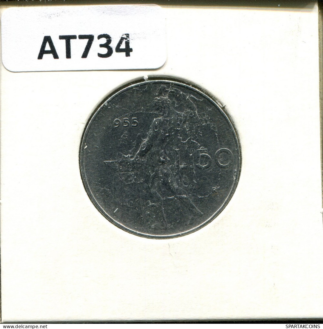 50 LIRE 1955 ITALY Coin #AT734.U.A - 50 Liras