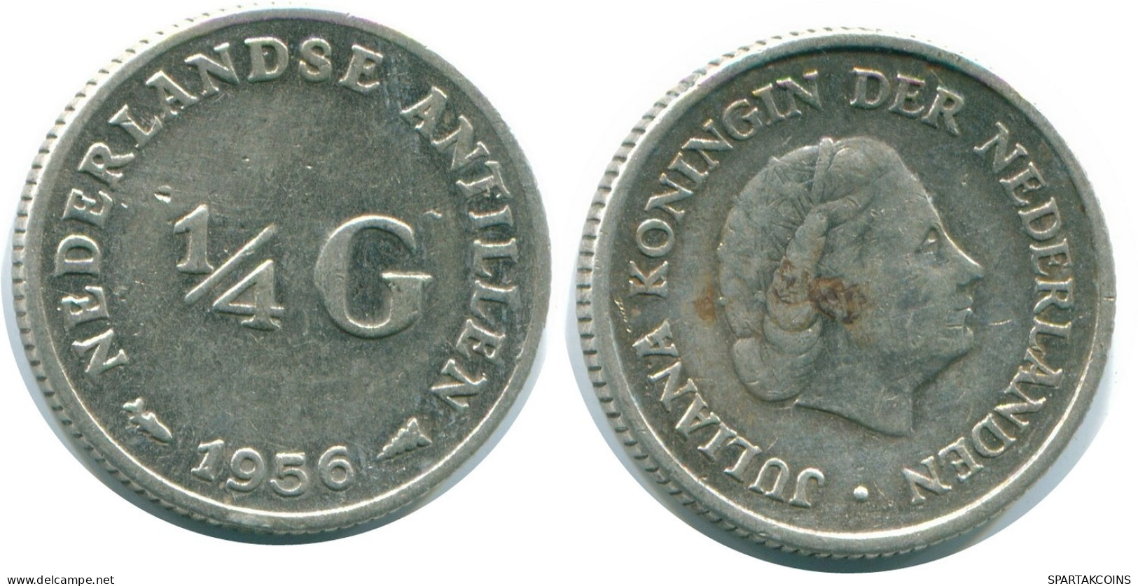 1/4 GULDEN 1956 ANTILLAS NEERLANDESAS PLATA Colonial Moneda #NL10957.4.E.A - Niederländische Antillen