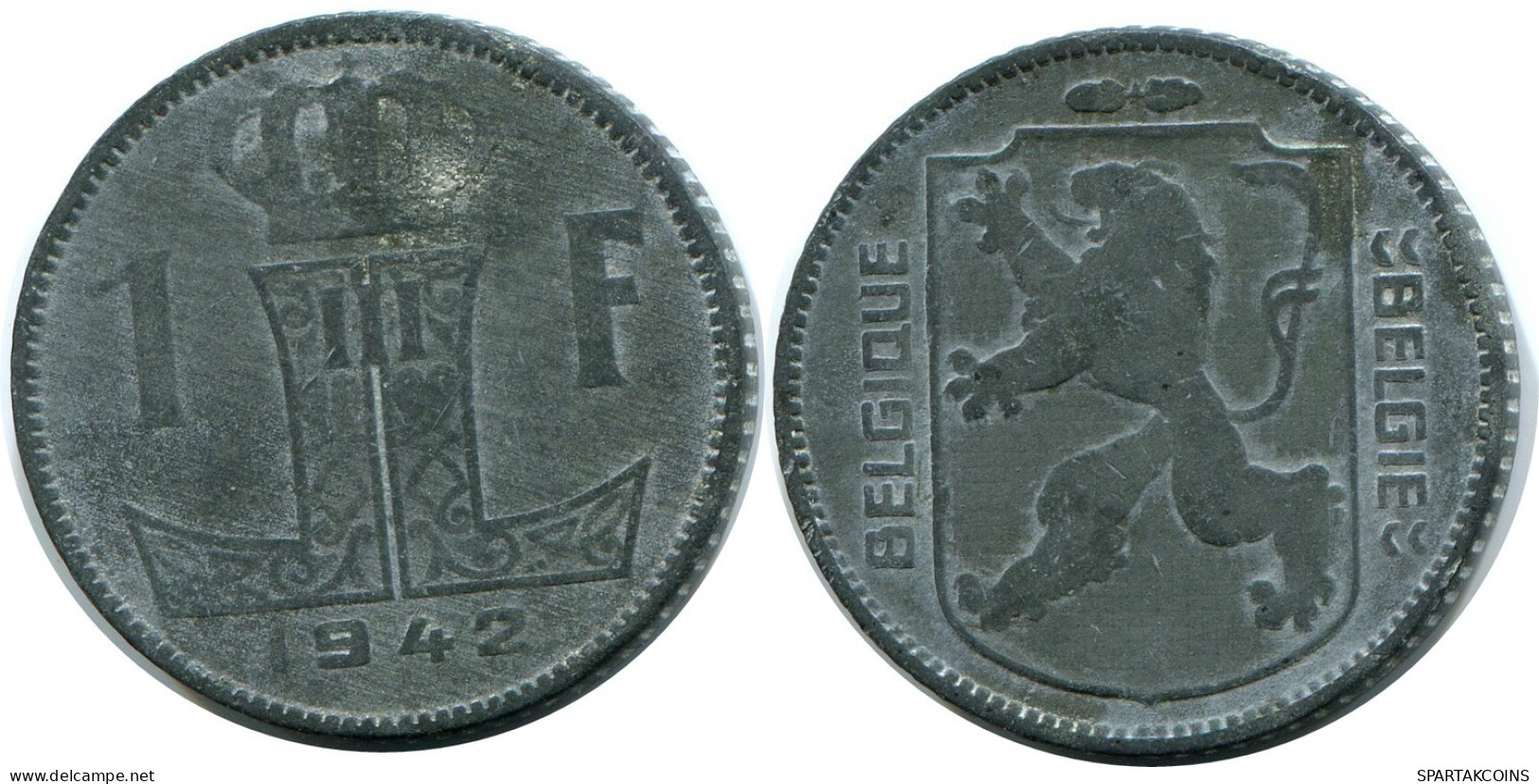 1 FRANC 1942 BELGIQUE-BELGIE BELGIEN BELGIUM Münze #BA708.D.A - 1 Franc
