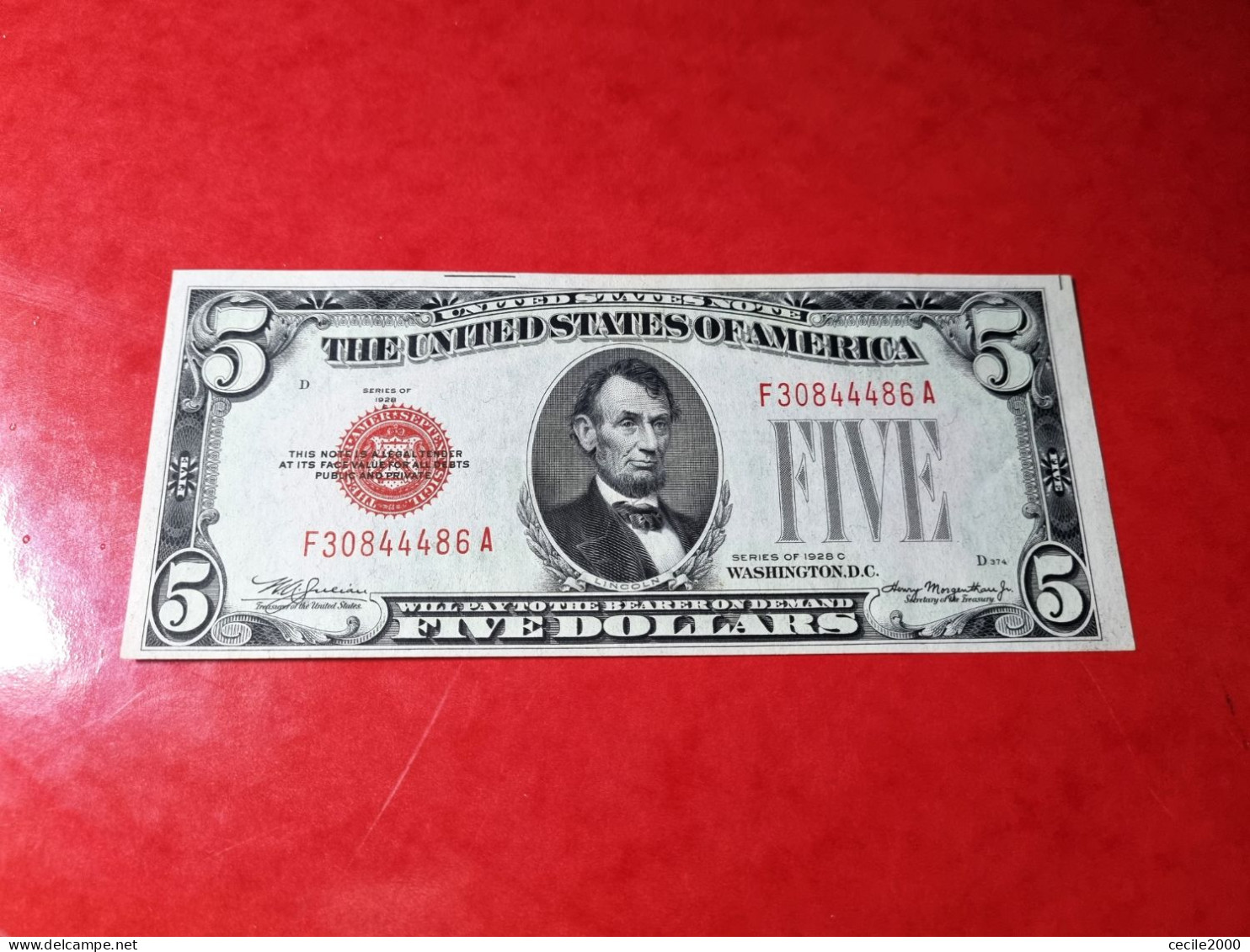 1928 C USA $5 DOLLARS UNITED STATES BANKNOTE UNCIRCULATED UNC / SC BILLETE ESTADOS UNIDOS *COMPRAS MULTIPLES CONSULTAR - Biljetten Van De Verenigde Staten (1928-1953)