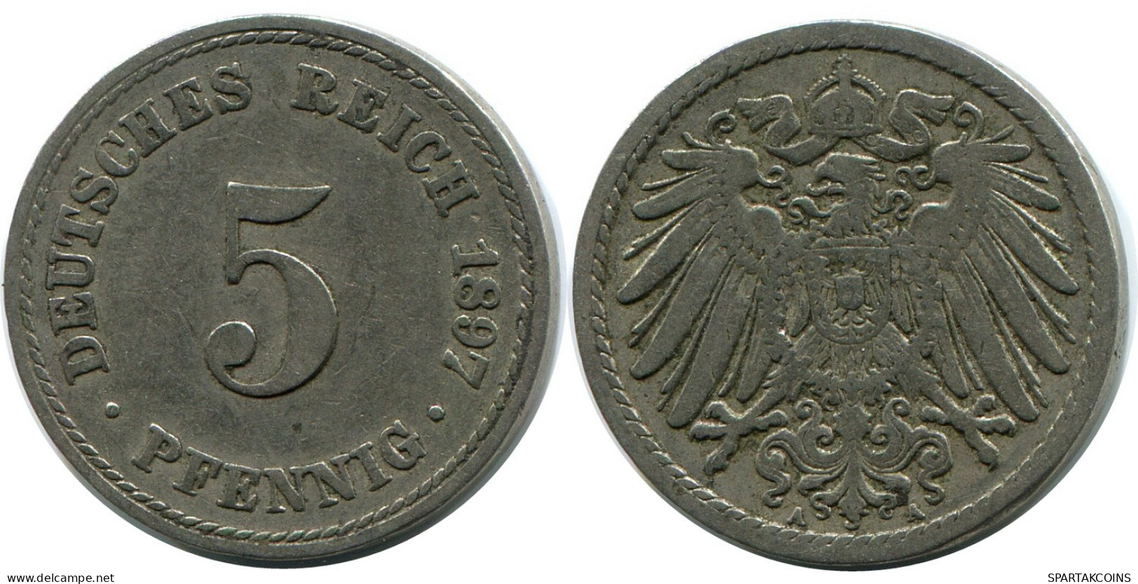 5 PFENNIG 1897 A DEUTSCHLAND Münze GERMANY #DB144.D.A - 5 Pfennig