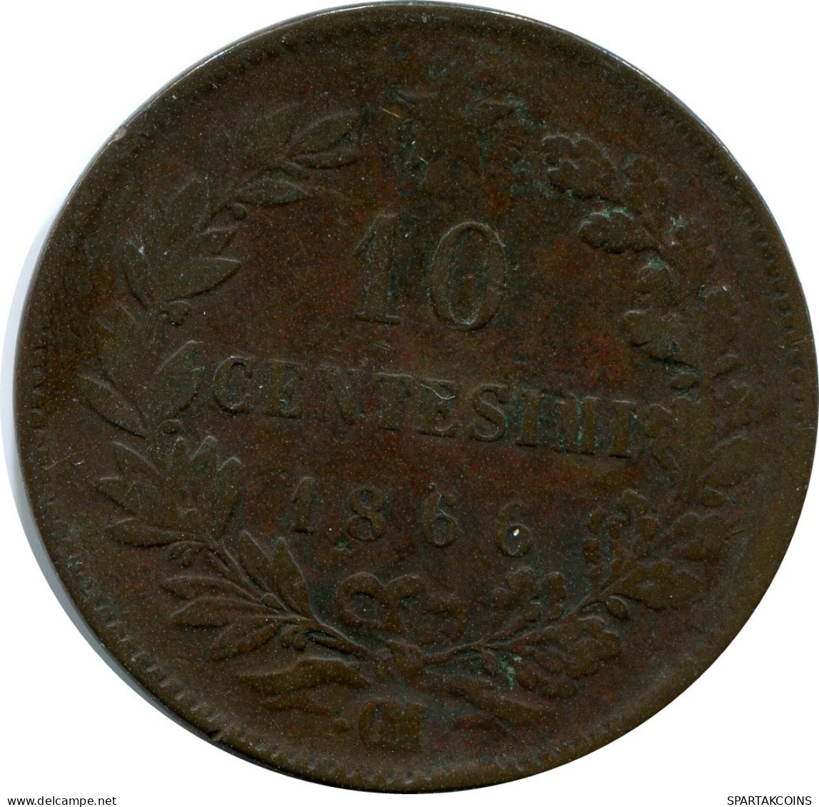 10 CENTESIMI 1866 ITALIA ITALY Moneda Vittorio Emanuele II #AY267.2.E.A - 1861-1878 : Víctor Emmanuel II