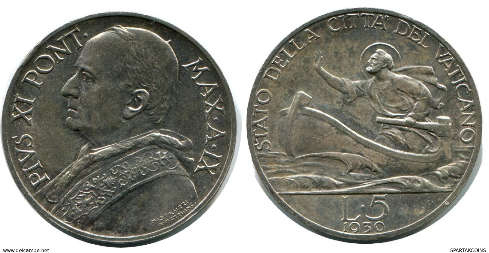 5 LIRE 1930 VATIKAN VATICAN Münze Pius XI (1922-1939) SILBER #AH364.13.D.A - Vatikan