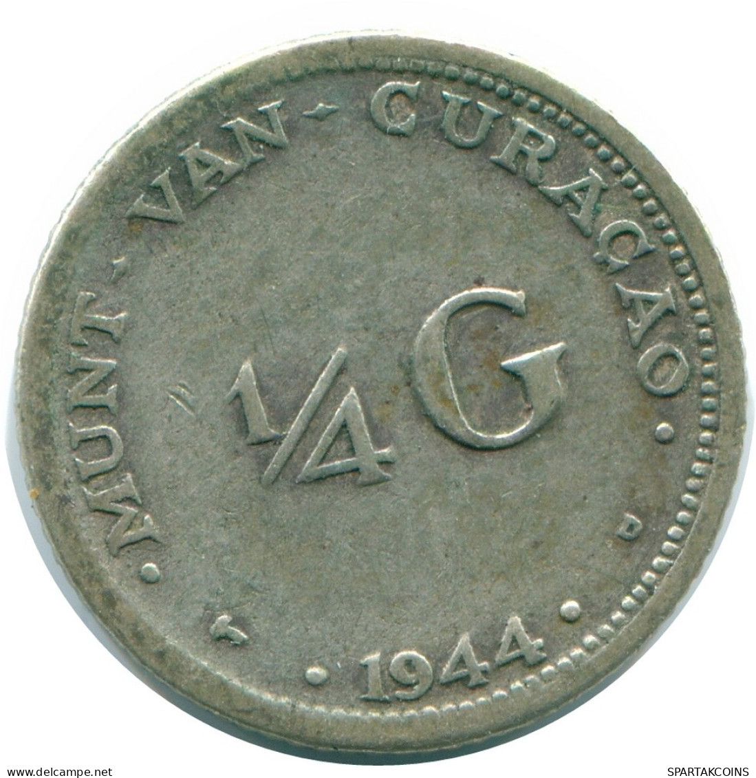 1/4 GULDEN 1944 CURACAO Netherlands SILVER Colonial Coin #NL10662.4.U.A - Curacao