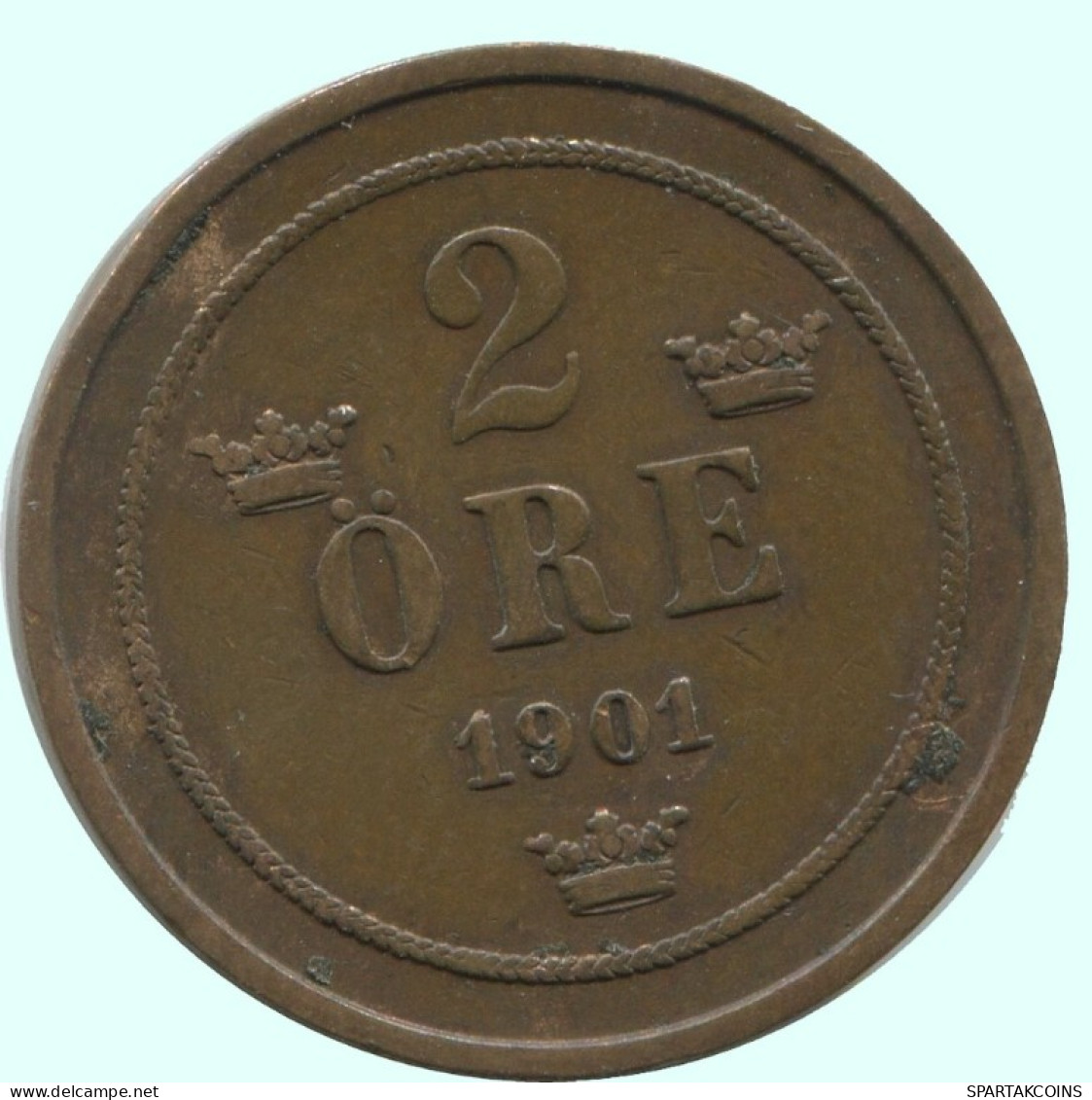 2 ORE 1901 SCHWEDEN SWEDEN Münze #AC882.2.D.A - Svezia