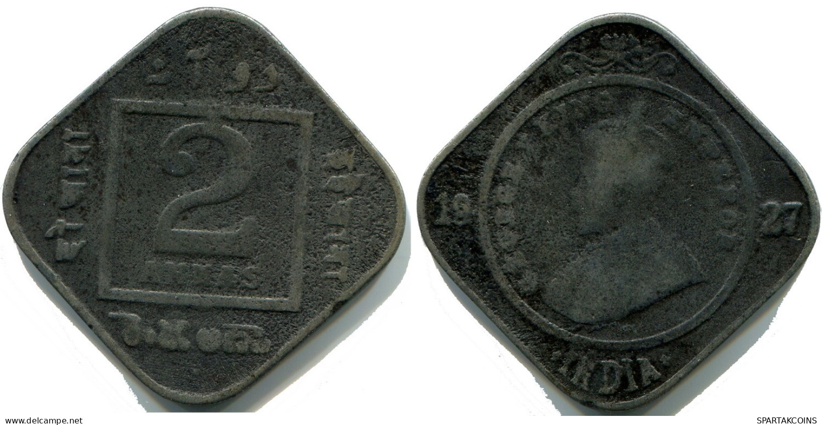 2 ANNAS 1927 INDIA-BRITISH Moneda #AY966.E.A - India