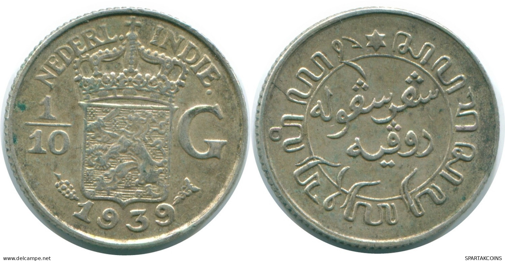 1/10 GULDEN 1939 INDES ORIENTALES NÉERLANDAISES ARGENT Colonial Pièce #NL13529.3.F.A - Indes Néerlandaises