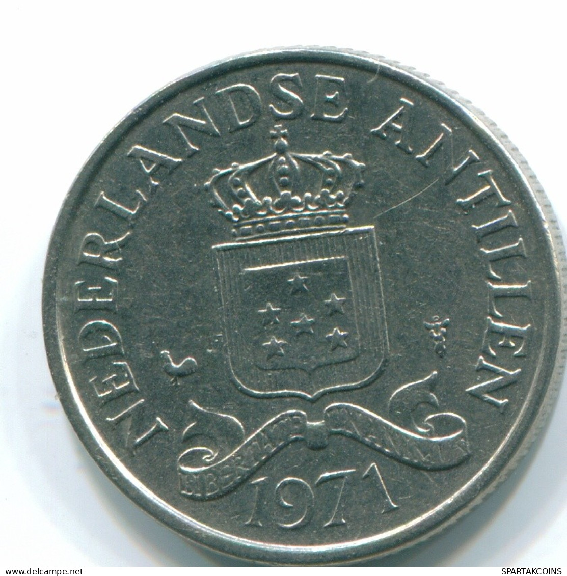 25 CENTS 1971 NIEDERLÄNDISCHE ANTILLEN Nickel Koloniale Münze #S11589.D.A - Niederländische Antillen