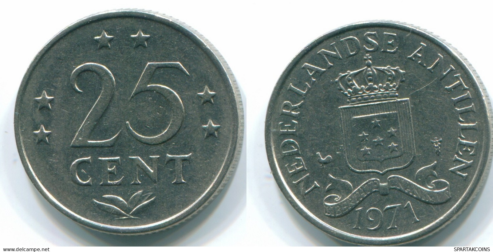 25 CENTS 1971 NIEDERLÄNDISCHE ANTILLEN Nickel Koloniale Münze #S11589.D.A - Netherlands Antilles