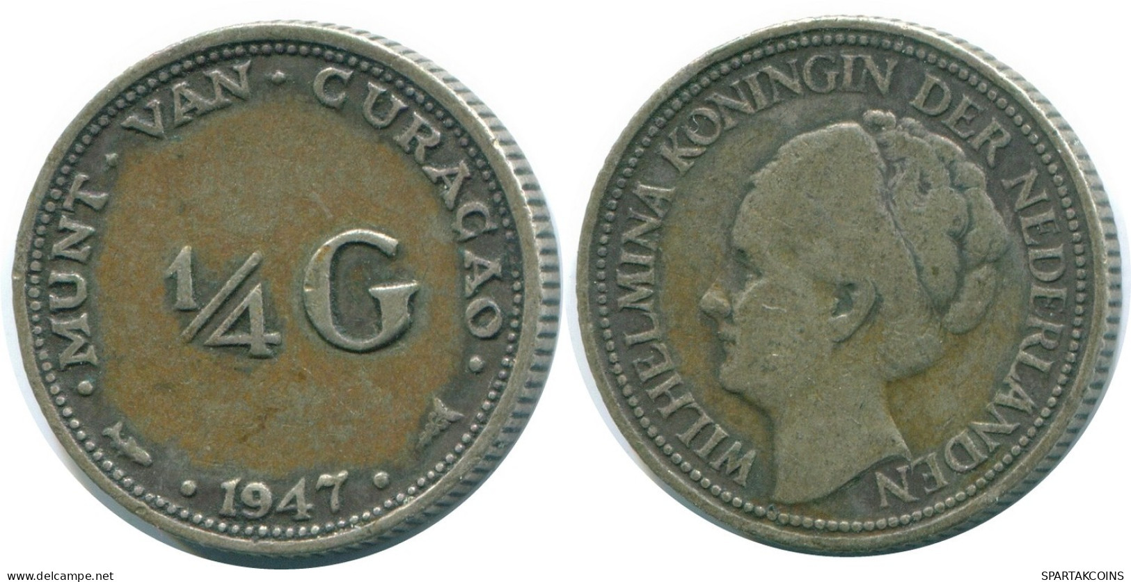 1/4 GULDEN 1947 CURACAO Netherlands SILVER Colonial Coin #NL10842.4.U.A - Curaçao