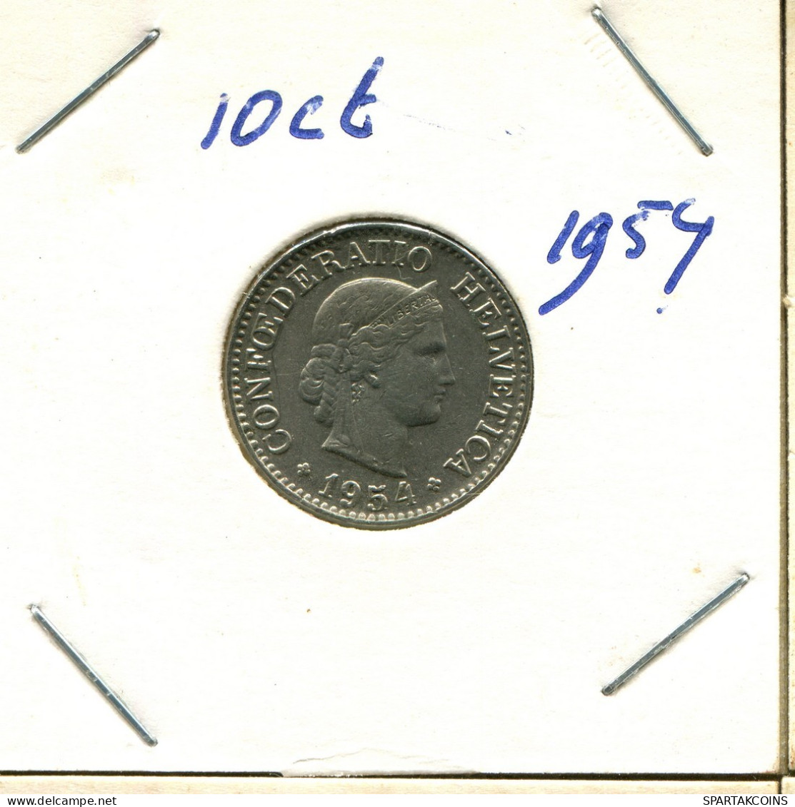 10 RAPPEN 1954 B SUIZA SWITZERLAND Moneda #AX955.3.E.A - Andere & Zonder Classificatie