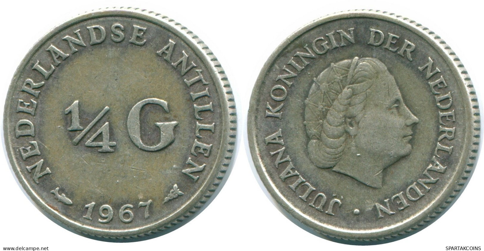 1/4 GULDEN 1967 ANTILLAS NEERLANDESAS PLATA Colonial Moneda #NL11563.4.E.A - Niederländische Antillen