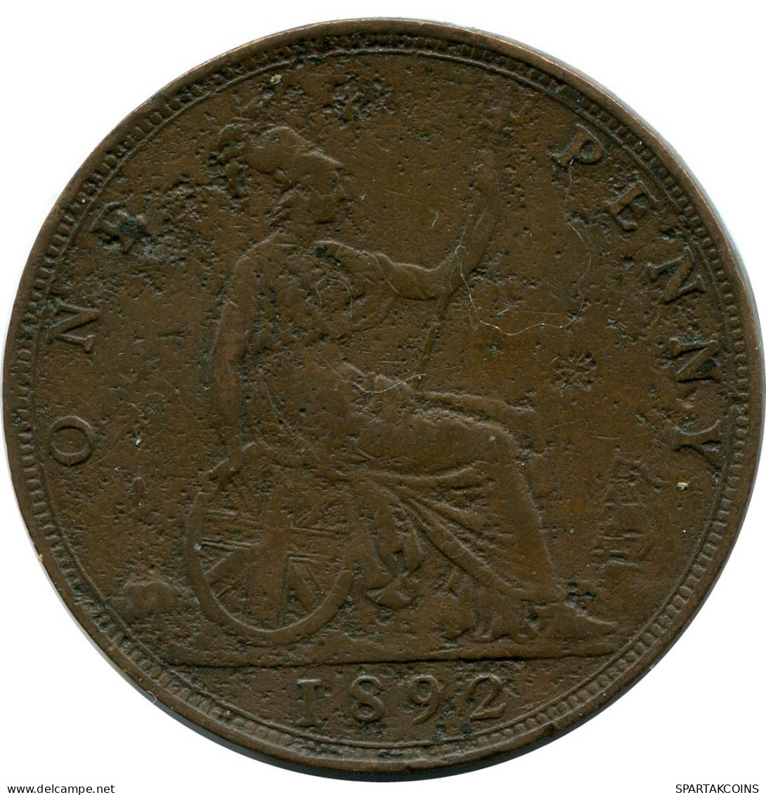 PENNY 1892 UK GRANDE-BRETAGNE GREAT BRITAIN Pièce #AZ784.F.A - D. 1 Penny