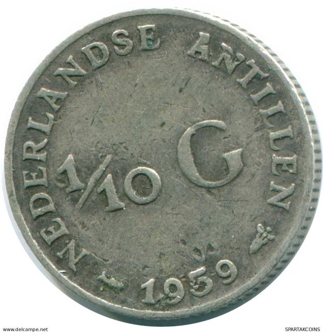 1/10 GULDEN 1959 ANTILLES NÉERLANDAISES ARGENT Colonial Pièce #NL12220.3.F.A - Niederländische Antillen