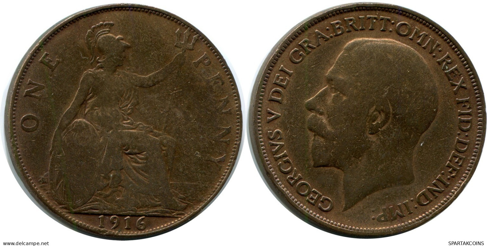 PENNY 1916 UK GRANDE-BRETAGNE GREAT BRITAIN Pièce #AZ807.F.A - D. 1 Penny