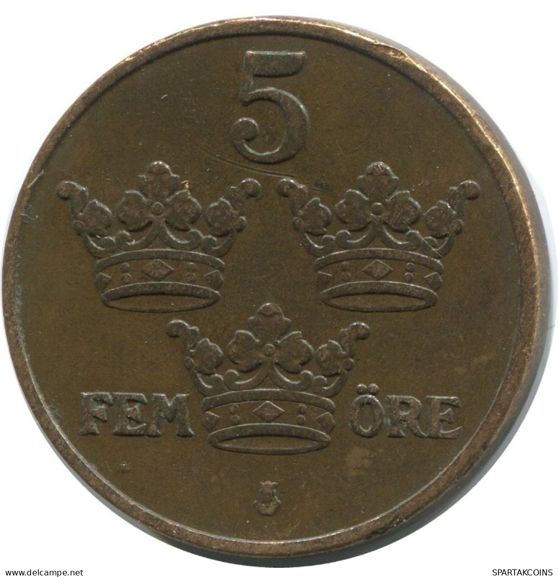 5 ORE 1909 SWEDEN Coin #AC553.2.U.A - Sweden