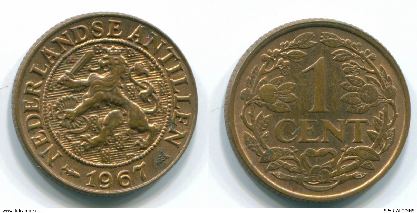 1 CENT 1967 NETHERLANDS ANTILLES Bronze Fish Colonial Coin #S11129.U.A - Antilles Néerlandaises