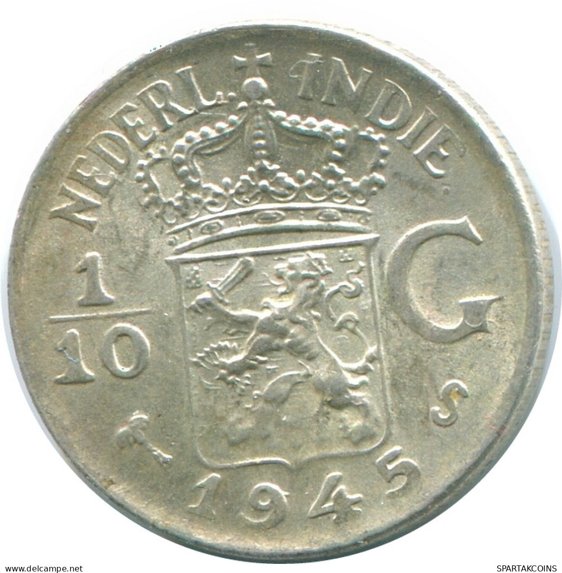 1/10 GULDEN 1945 S NIEDERLANDE OSTINDIEN SILBER Koloniale Münze #NL13989.3.D.A - Niederländisch-Indien