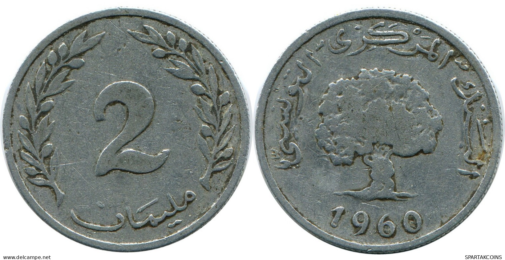2 MILLIMES 1960 TÚNEZ TUNISIA Moneda #AP471.E.A - Tunisie