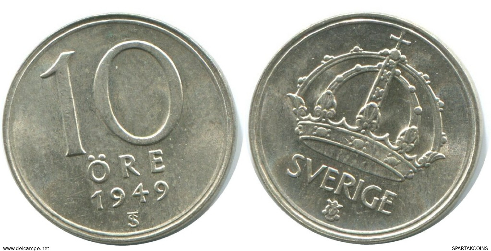 10 ORE 1949 SCHWEDEN SWEDEN SILBER Münze #AD045.2.D.A - Suède