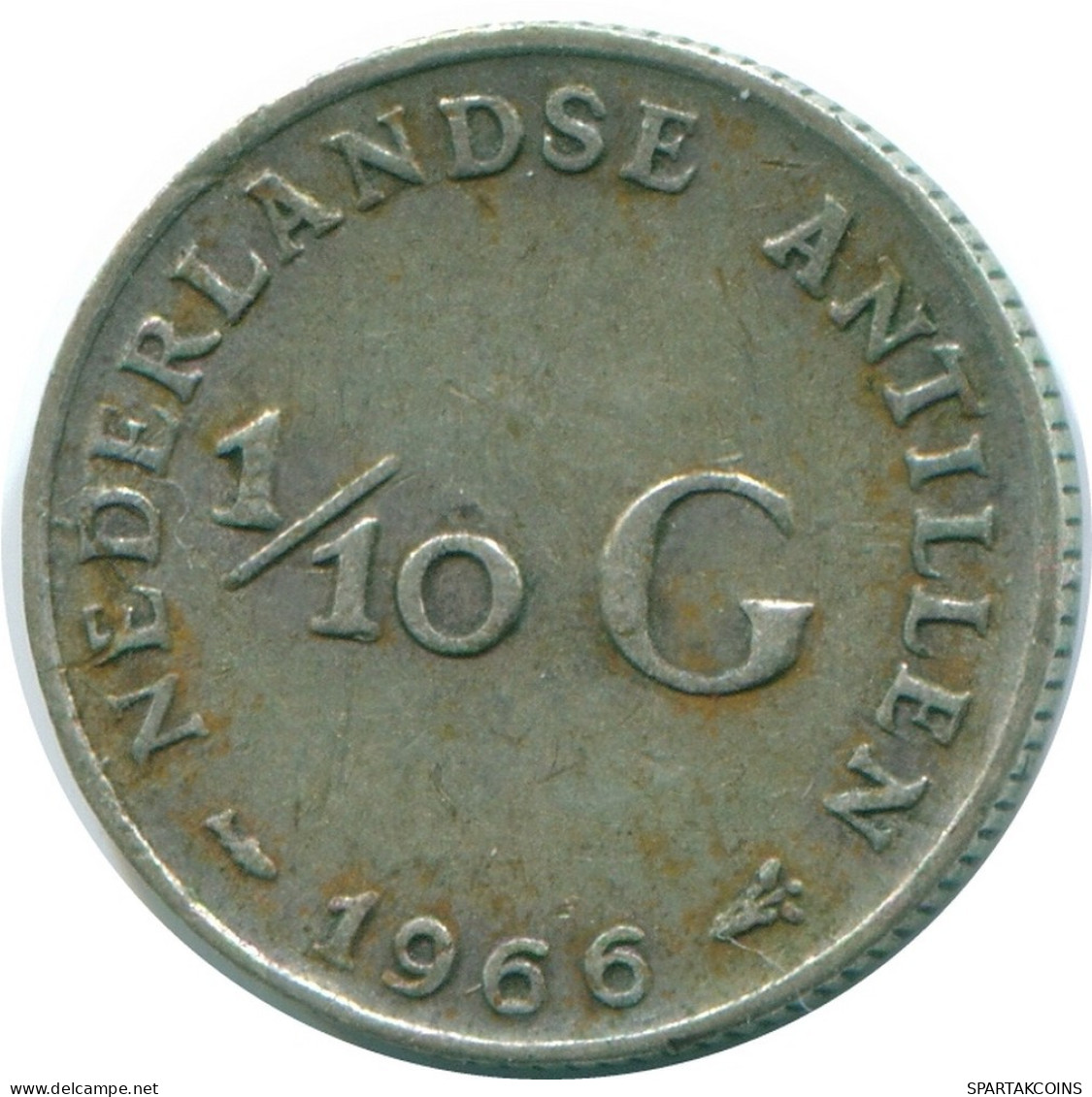 1/10 GULDEN 1966 ANTILLES NÉERLANDAISES ARGENT Colonial Pièce #NL12790.3.F.A - Antillas Neerlandesas