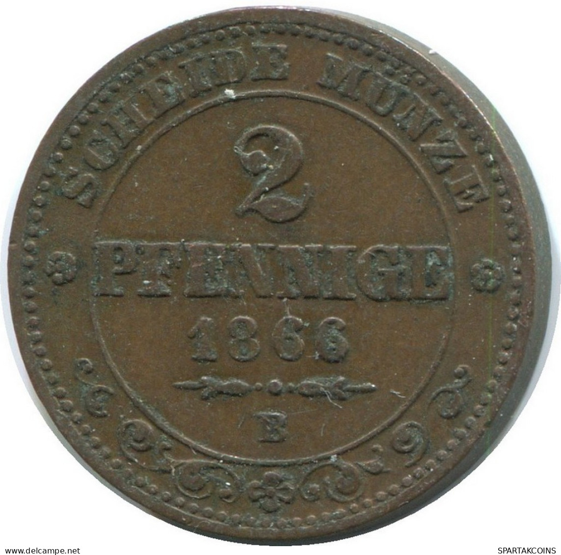 SAXONY 2 PFENNIG 1866 B Hannover Mint German States #DE10641.16.U.A - Sonstige & Ohne Zuordnung