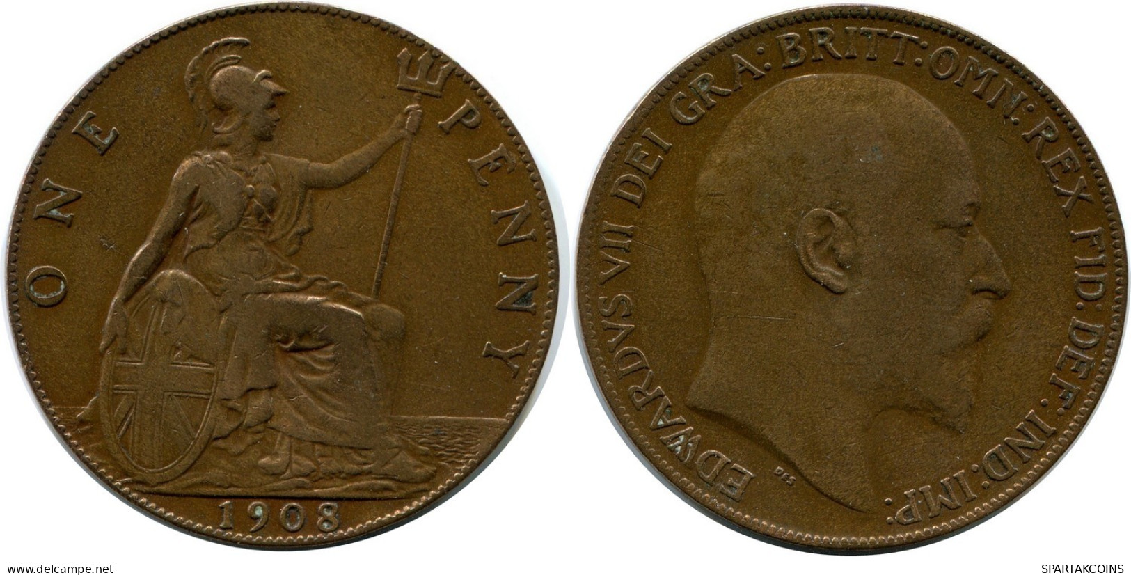 PENNY 1908 UK GBAN BRETAÑA GREAT BRITAIN Moneda #AX899.E.A - D. 1 Penny