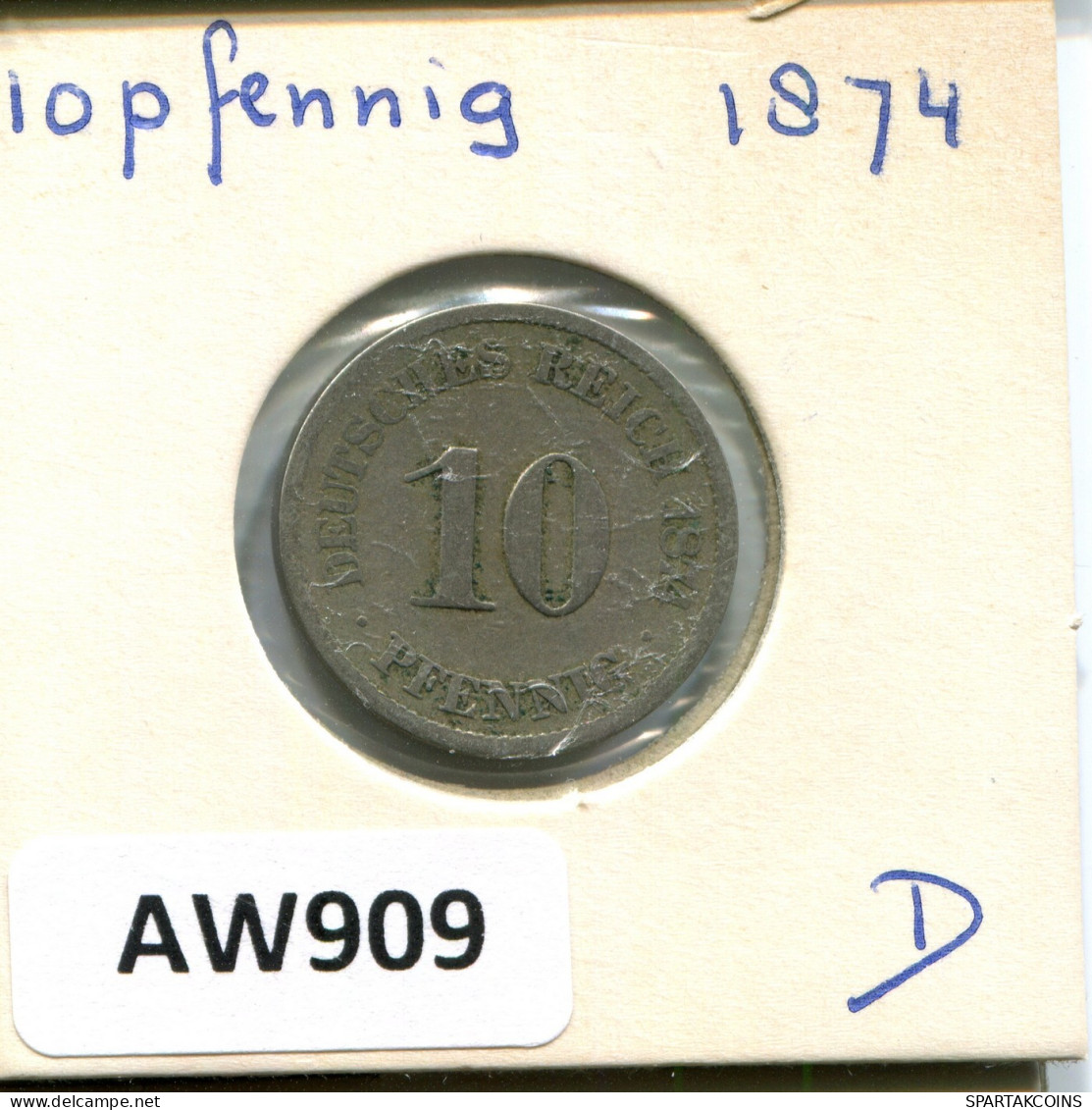 10 PFENNIG 1874 A DEUTSCHLAND Münze GERMANY #AW909.D.A - 10 Pfennig