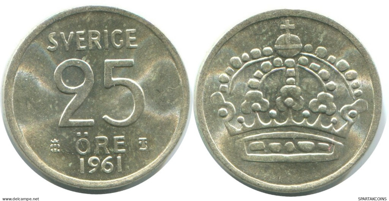 25 ORE 1961 SWEDEN SILVER Coin #AC526.2.U.A - Suède